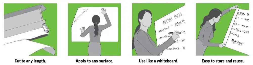 Pp Static Whiteboard Writing Film White Sheets Roll